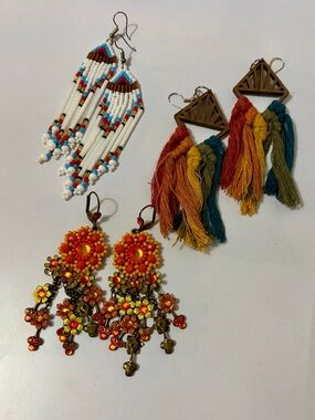 Three pairs statement earrings